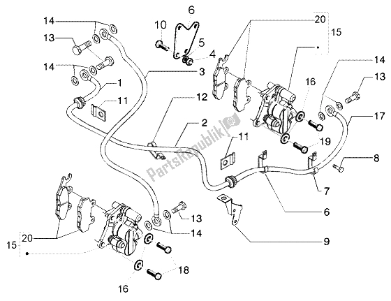 Toutes les pièces pour le étriers De Frein - Tuyaux De Frein du Piaggio Beverly 250 RST 2004