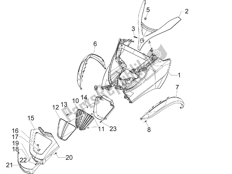 Toutes les pièces pour le Bouclier Avant du Piaggio MP3 300 IE LT Sport 2011