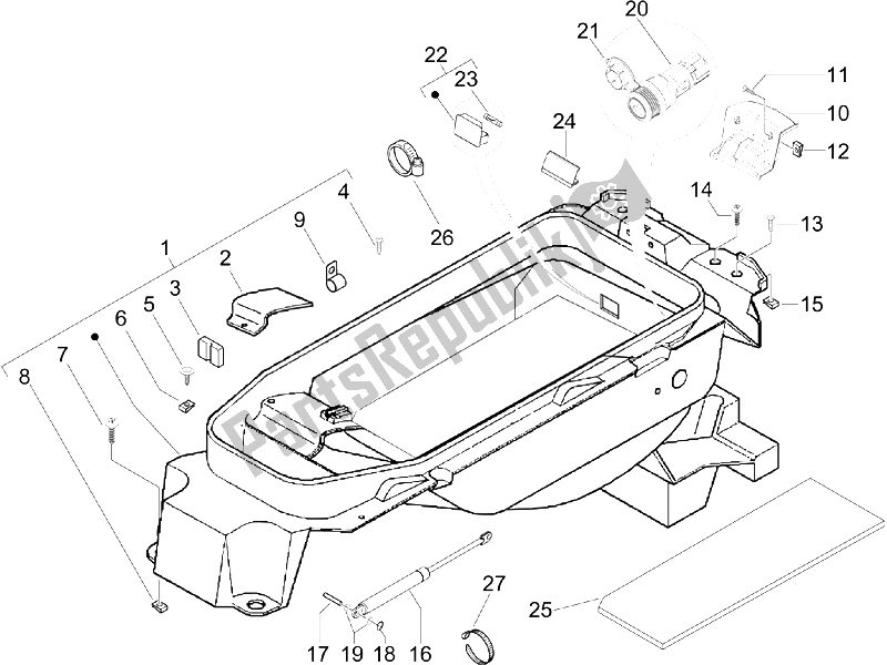 All parts for the Helmet Huosing - Undersaddle of the Piaggio X9 500 Evolution 2006