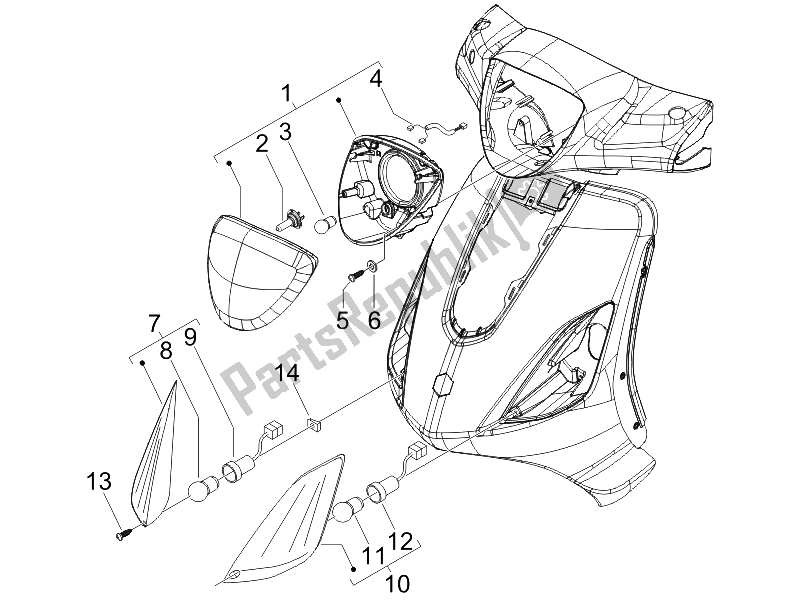 Toutes les pièces pour le Phares Avant - Clignotants du Piaggio FLY 50 4T 2006