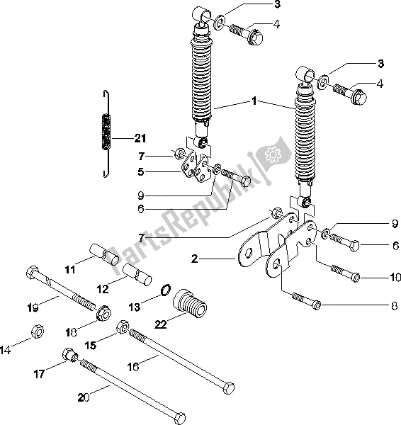 All parts for the Rear Suspension - Shock Absorber/s of the Piaggio X8 125 Potenziato UK 2005