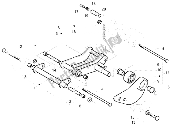 Toutes les pièces pour le Bras Oscillant du Piaggio FLY 150 4T 2004