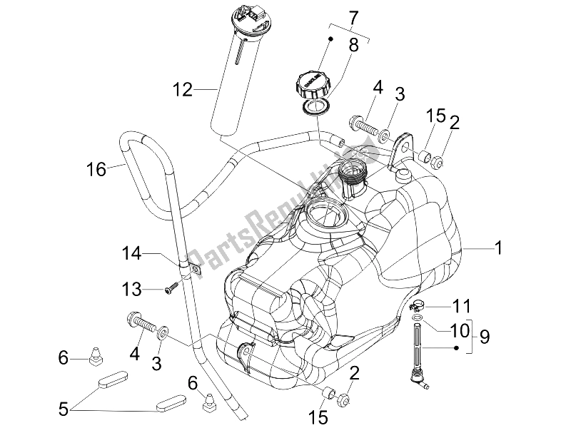 Toutes les pièces pour le Réservoir D'essence du Piaggio X8 125 Potenziato 2005