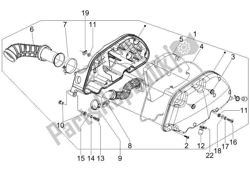 Tutte le parti per il Filtro Dell'aria (2) del Piaggio MP3 250 USA 2007