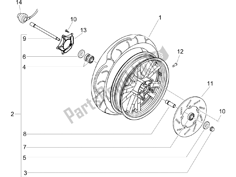 Toutes les pièces pour le Roue Avant du Piaggio Beverly 250 2005