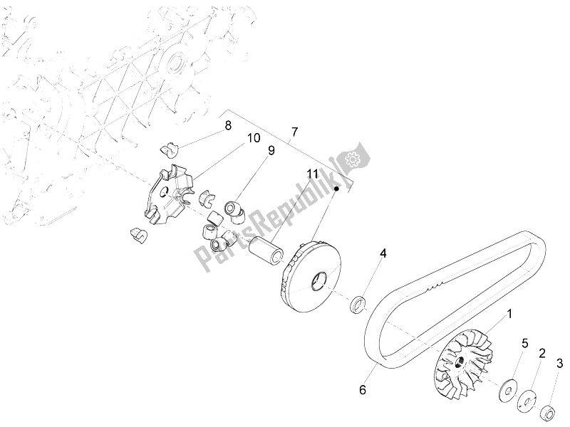 Todas las partes para Polea Motriz de Piaggio Liberty 125 Iget 4T 3V IE ABS Vietnam 2015