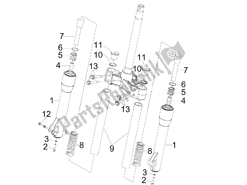 All parts for the Fork's Components (mvp) of the Piaggio Beverly 250 IE Sport E3 2006