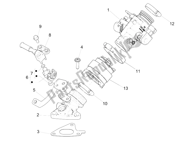 Toutes les pièces pour le Corps De Papillon - Injecteur - Tuyau Union du Piaggio Liberty 125 Iget 4T 3V IE ABS Vietnam 2015