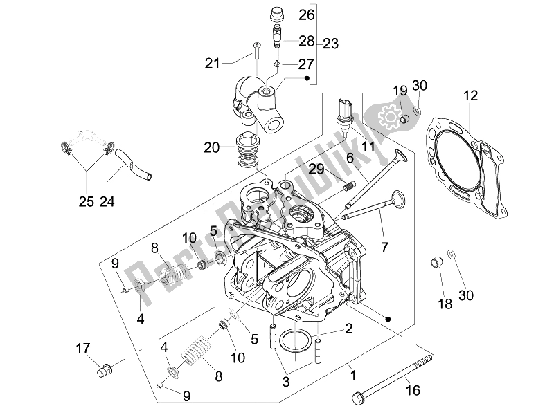 Tutte le parti per il Unità Principale - Valvola del Piaggio Carnaby 200 4T E3 2007
