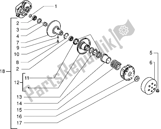 Tutte le parti per il Puleggia Condotta del Piaggio Sfera RST 80 1994