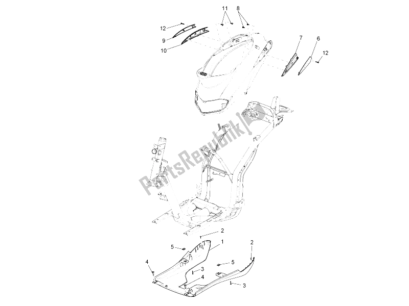 Toutes les pièces pour le Couvercle Latéral - Spoiler du Piaggio Liberty 50 4T MOC 2009