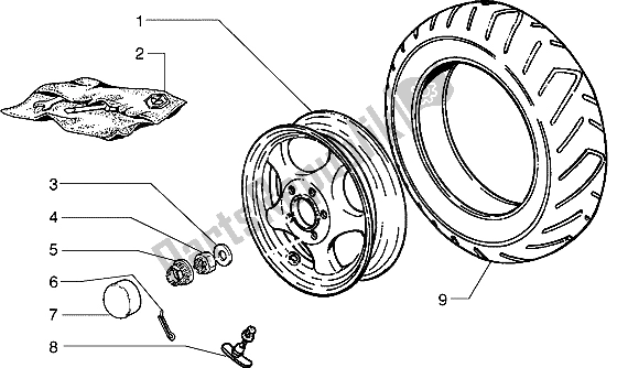 Todas as partes de Roda Traseira do Piaggio Hexagon 150 1994