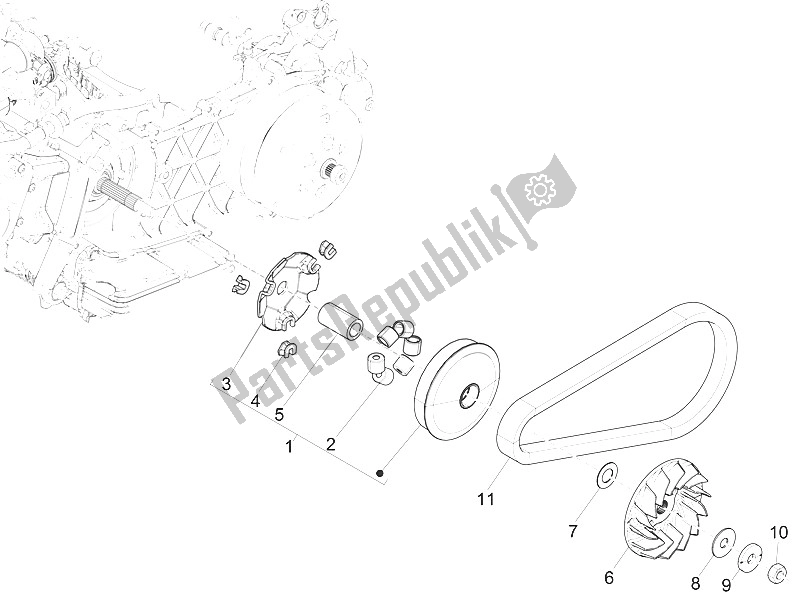 Todas las partes para Polea Motriz de Piaggio Medley 125 4T IE ABS Vietnam 2016