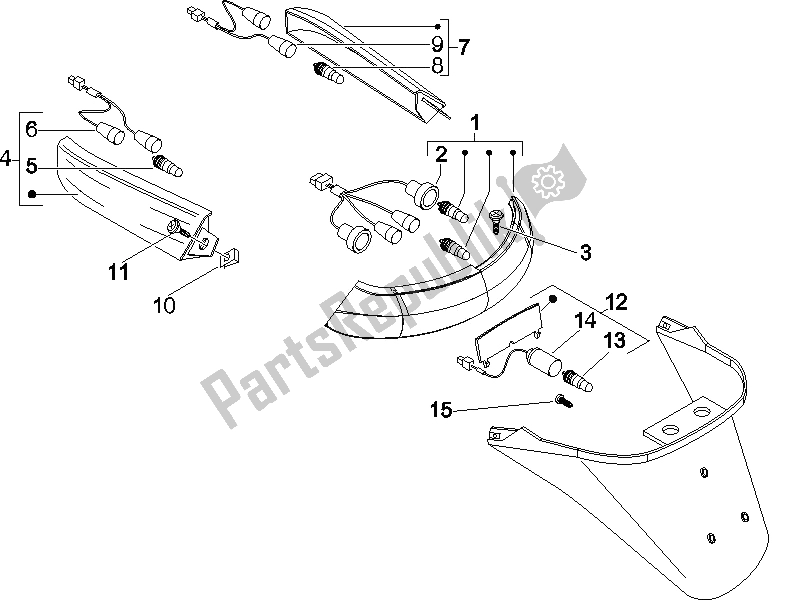 All parts for the Rear Headlamps - Turn Signal Lamps of the Piaggio X8 125 Potenziato UK 2005