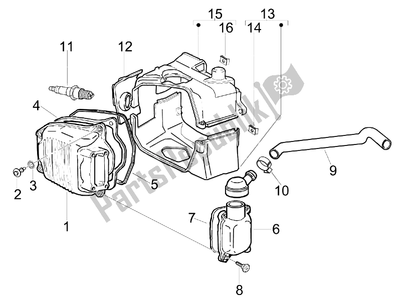 Alle onderdelen voor de Kleppendeksel van de Piaggio FLY 150 4T USA 2007