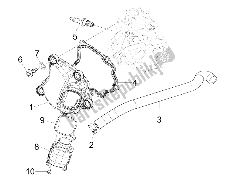 All parts for the Cylinder Head Cover of the Piaggio X7 125 IE Euro 3 2009