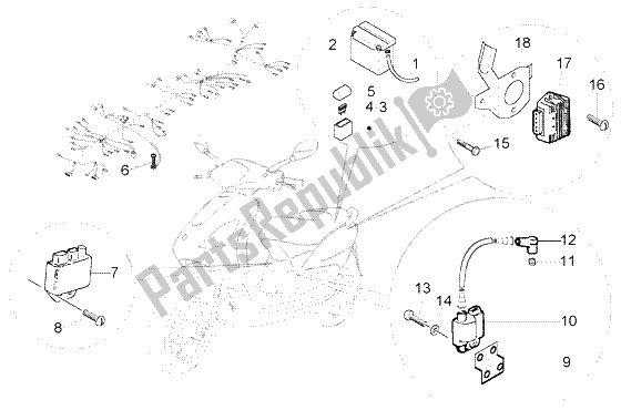 All parts for the Electrical Device (2) of the Piaggio FLY 150 4T 2009