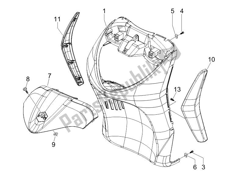 Tutte le parti per il Scudo Anteriore del Piaggio Liberty 50 4T Sport 2007