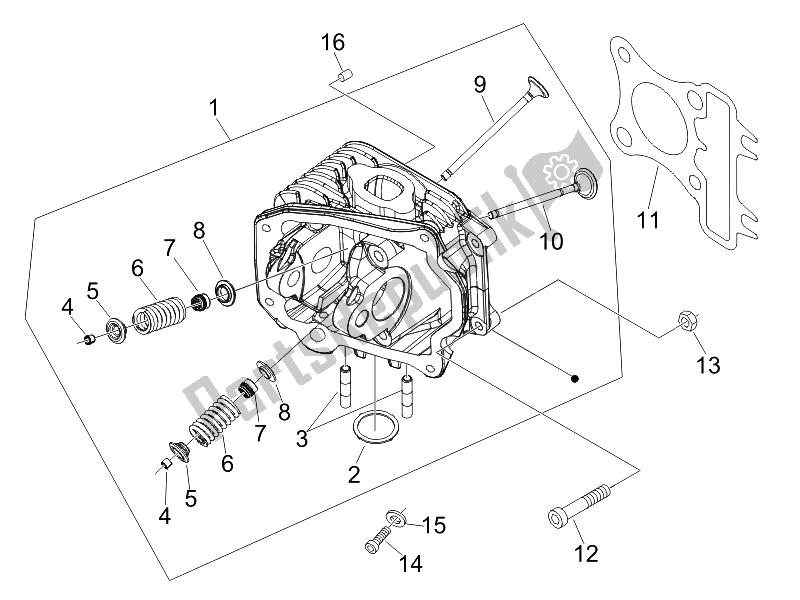 Toutes les pièces pour le Unité De Tête - Valve du Piaggio FLY 50 4T USA 2007