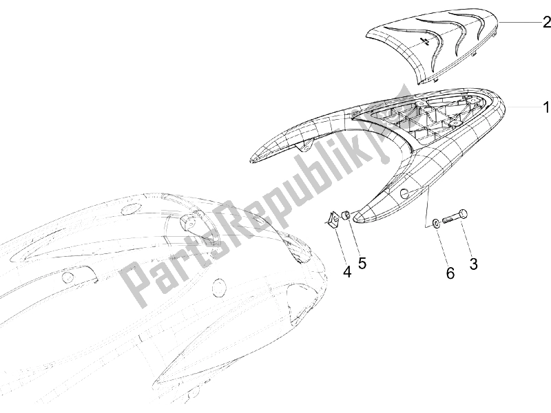 Tutte le parti per il Portapacchi Posteriore del Piaggio Liberty 125 4T E3 2006