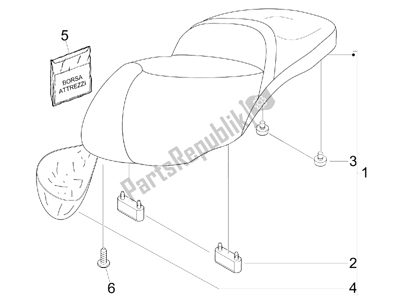 Alle onderdelen voor de Zadel / Stoelen van de Piaggio Beverly 250 IE E3 2006