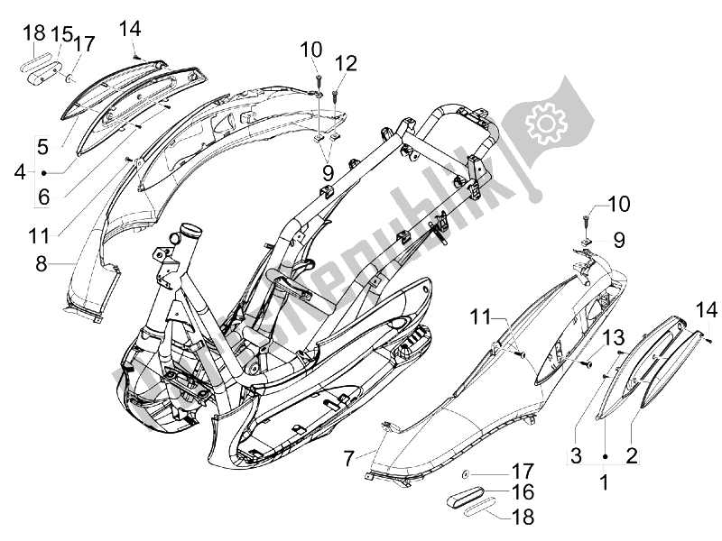 All parts for the Side Cover - Spoiler of the Piaggio BV 250 Tourer USA 2008