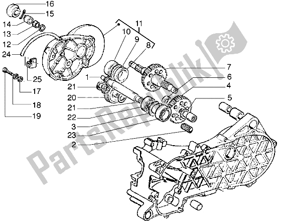 All parts for the Rear Wheel Shaft of the Piaggio Liberty 50 2T 1997