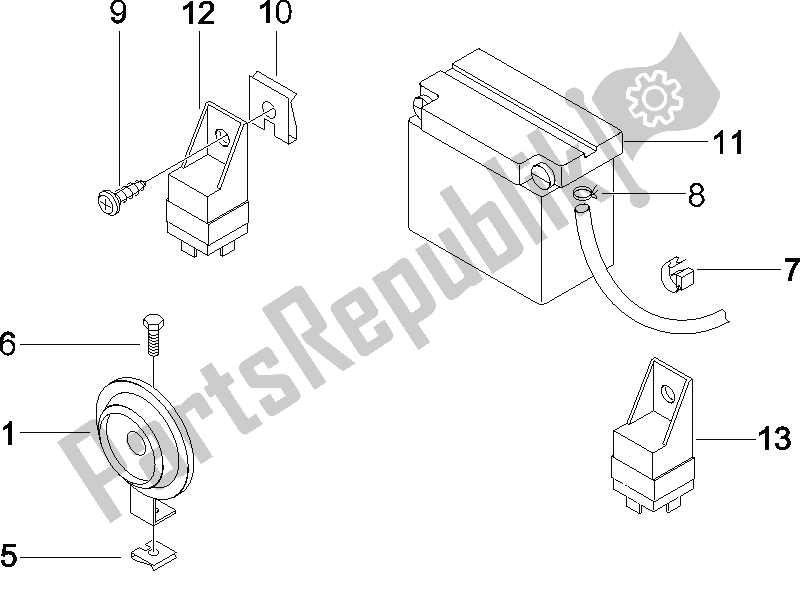 Toutes les pièces pour le Télécommandes - Batterie - Klaxon du Piaggio X8 150 Street Euro 2 2006