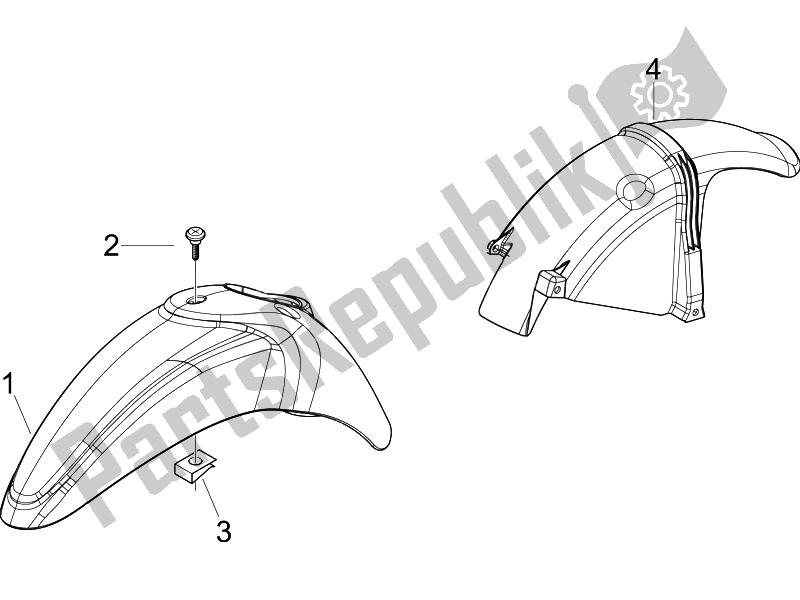 Tutte le parti per il Passaruota - Parafango del Piaggio Liberty 50 4T Delivery 2006