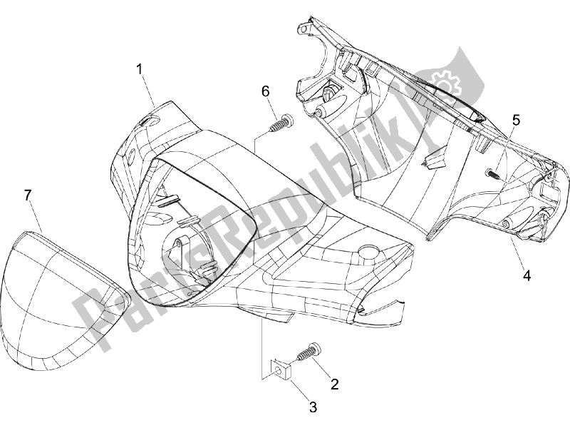 All parts for the Handlebars Coverages of the Piaggio Liberty 125 4T PTT E3 F 2007