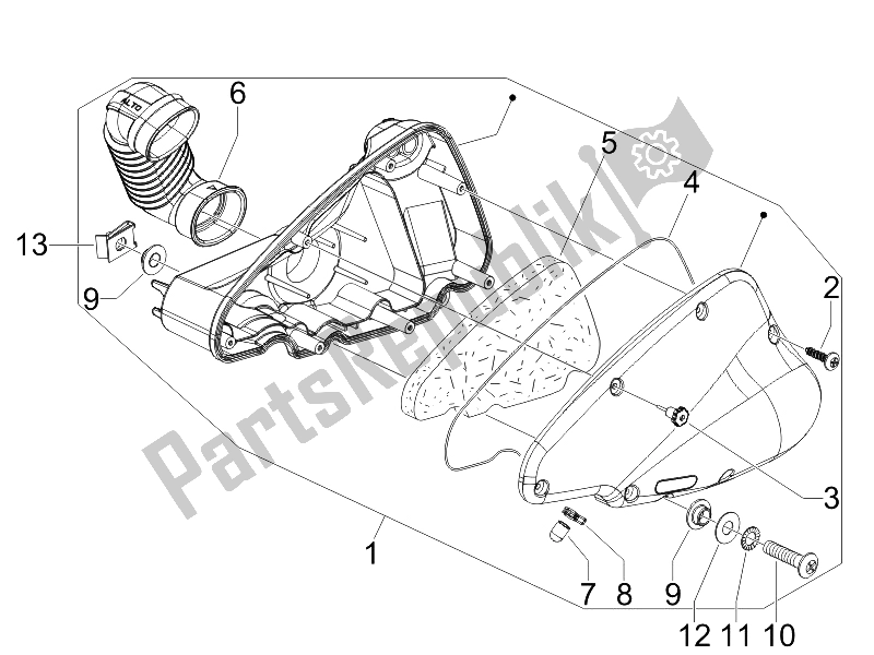 Toutes les pièces pour le Filtre à Air du Piaggio FLY 125 4T E3 2009