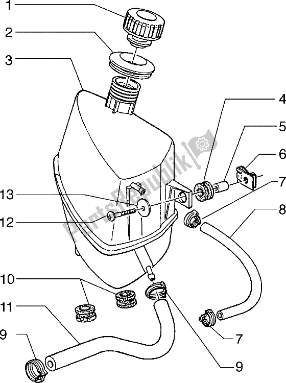 All parts for the Expansion Tank of the Piaggio Hexagon 125 1996