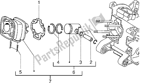 All parts for the Cylinder-piston-wrist Pin, Assy (vehicle With Rear Hub Brake) of the Piaggio NRG Extreme 50 1999