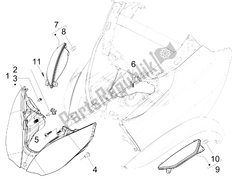 Toutes les pièces pour le Phares Avant - Clignotants du Piaggio MP3 400 IE MIC 2008