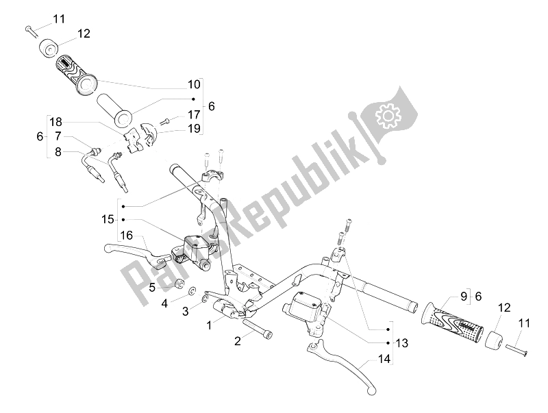 All parts for the Handlebars - Master Cil. Of the Piaggio MP3 500 LT Sport 2014