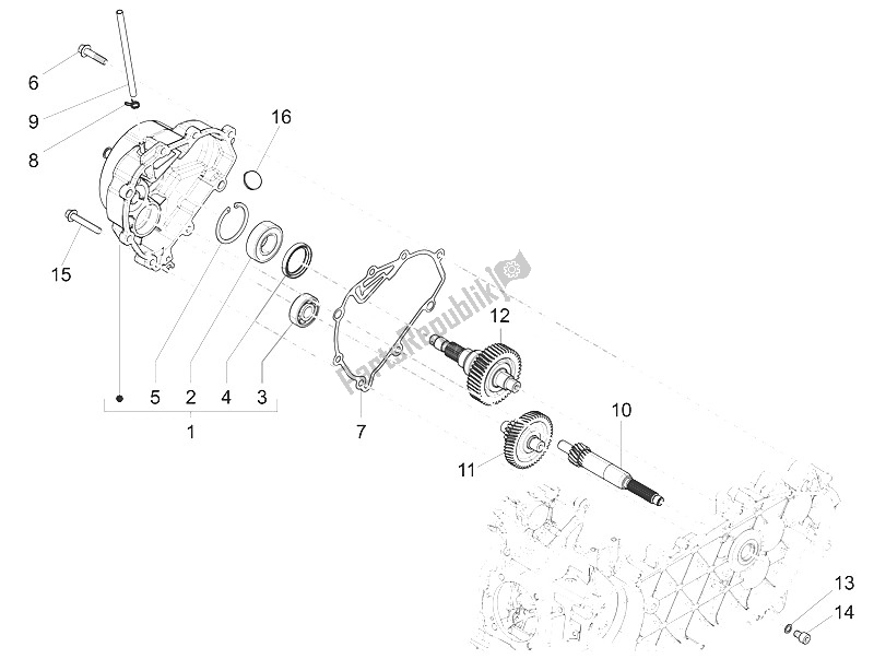 Toutes les pièces pour le Unité De Réduction du Piaggio FLY 150 4T 3V IE USA 2016