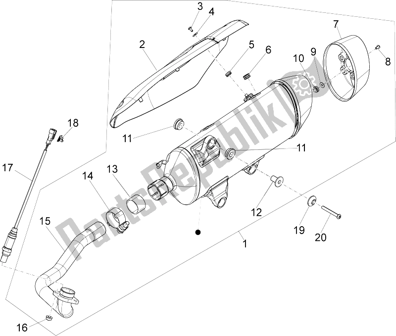 Toutes les pièces pour le Silencieux du Piaggio X 10 350 4T 4V I E E3 2012