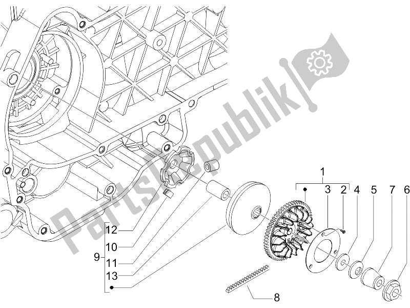 Toutes les pièces pour le Poulie Motrice du Piaggio X8 125 Street Euro 2 2006