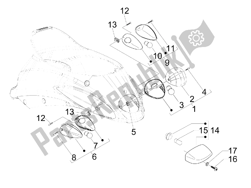 Toutes les pièces pour le Phares Arrière - Clignotants du Piaggio Liberty 125 4T Delivery E3 2009