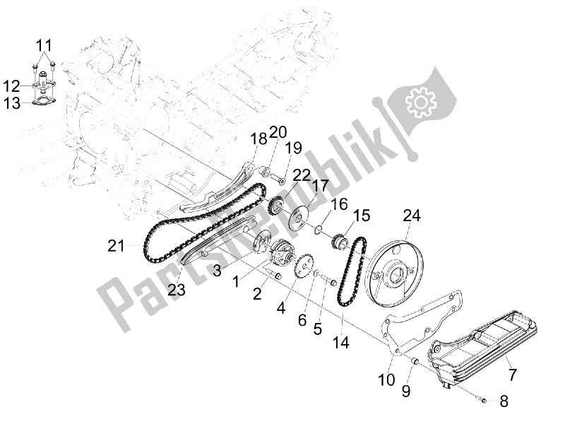 Toutes les pièces pour le La Pompe à Huile du Piaggio X 10 125 4T 4V I E E3 2012