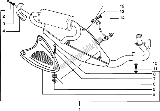 Todas las partes para Silenciador Catalítico de Piaggio ZIP SP H2O 50 1998