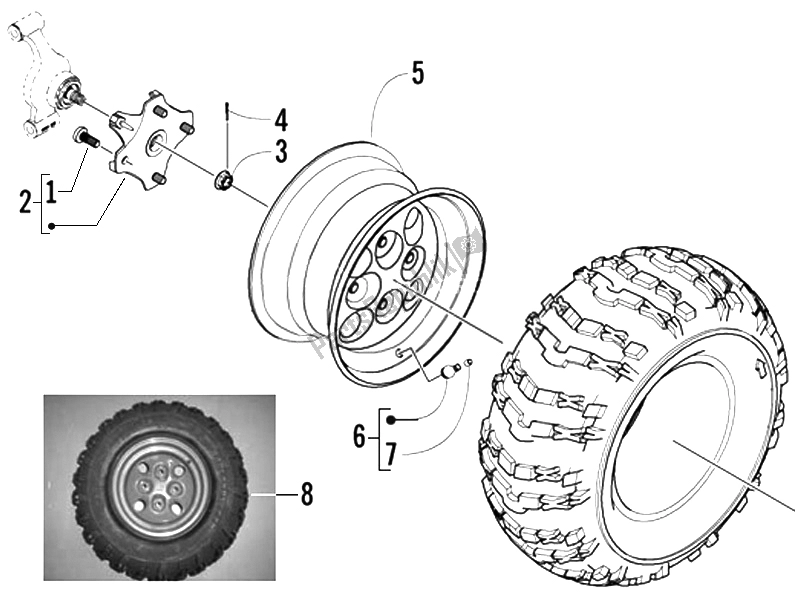 Tutte le parti per il Ruota Posteriore del Piaggio Trackmaster 400 Passo Lungo 2006