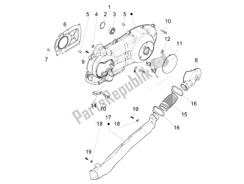 Toutes les pièces pour le Couvercle De Carter - Refroidissement Du Carter du Piaggio Liberty 125 4T PTT E3 E 2007