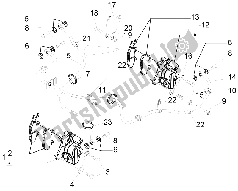 Toutes les pièces pour le Tuyaux De Freins - étriers du Piaggio Beverly 250 2005