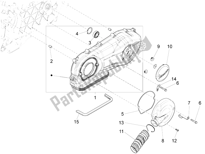 Toutes les pièces pour le Couvercle De Carter - Refroidissement Du Carter du Piaggio Liberty 150 4T 3V IE LEM Vietnam 2014