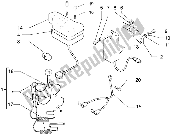 All parts for the Intercom-display of the Piaggio X9 500 2004