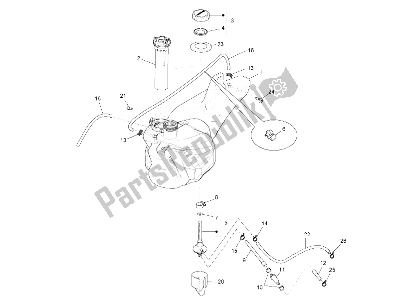 Tutte le parti per il Serbatoio Di Carburante del Piaggio Liberty 125 4T 2V E3 2009