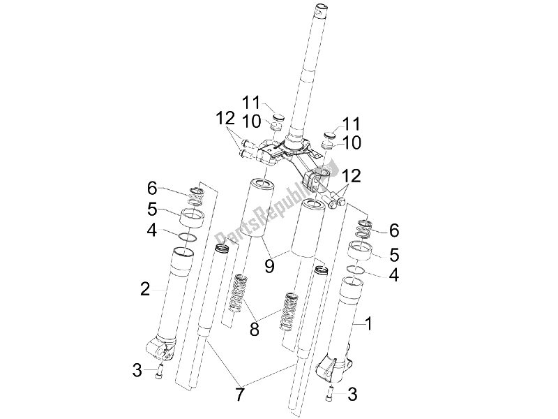 All parts for the Fork's Components (escorts) of the Piaggio Liberty 50 2T 2006