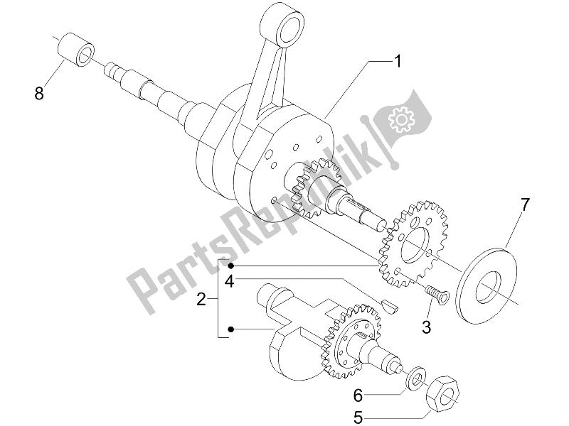 All parts for the Crankshaft of the Piaggio MP3 400 IE MIC 2008