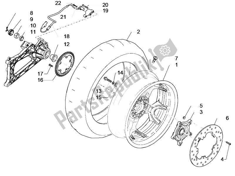 Toutes les pièces pour le Roue Arrière du Piaggio MP3 500 Sport ABS USA 2015